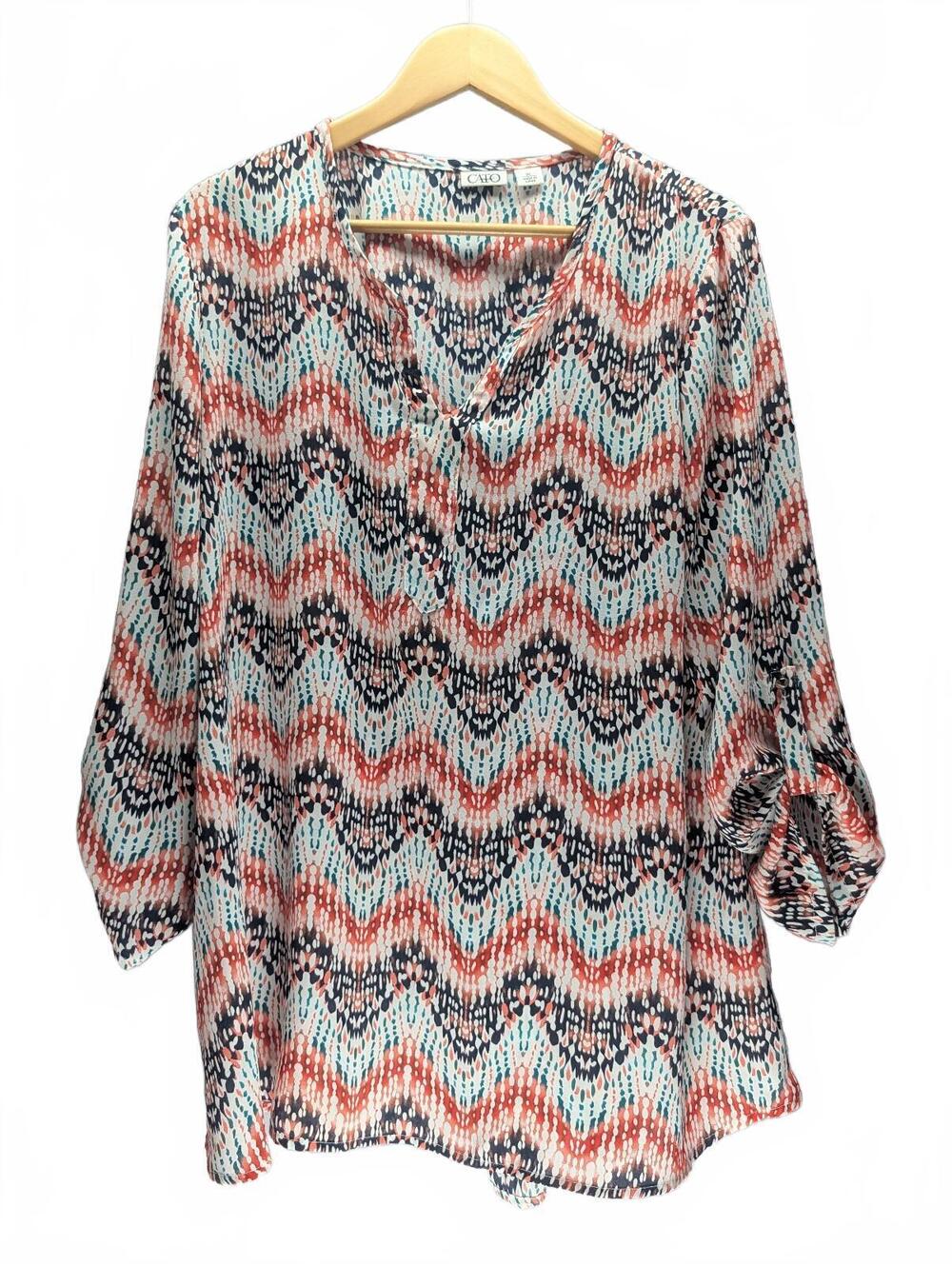 Cato Women's XL Multicolor Patterned Blouse with 3/4 Sleeves